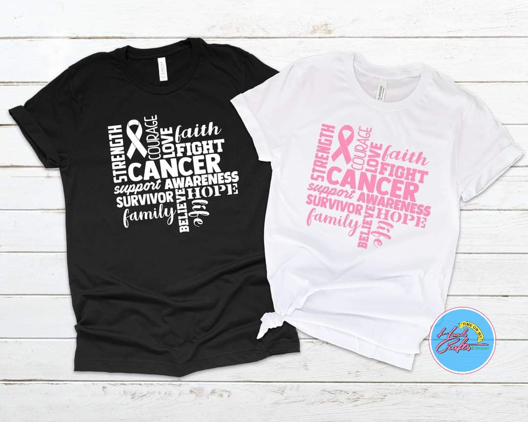 Cancer Words Art - White Font Only | T-Shirt